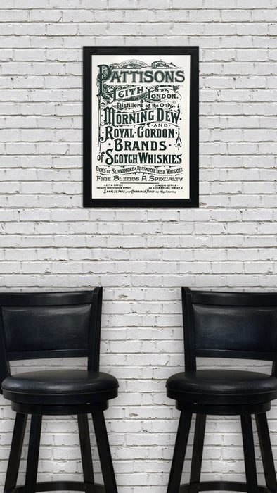 Limited Edition Pattison's Morning Dew Scotch and Whiskies Vintage Advertising Poster Art - Grey - 13x19"