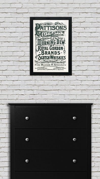 Limited Edition Pattison's Morning Dew Scotch and Whiskies Vintage Advertising Poster Art - Grey - 13x19"