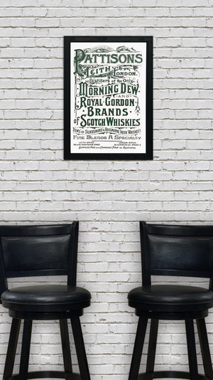 Limited Edition Pattison's Morning Dew Scotch and Whiskies Vintage Advertising Poster Art - Green - 13x19"