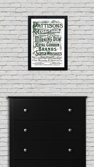 Limited Edition Pattison's Morning Dew Scotch and Whiskies Vintage Advertising Poster Art - Green - 13x19"