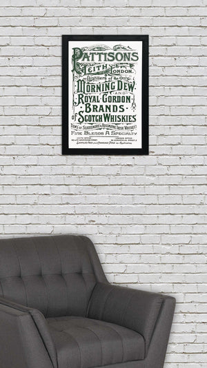 Limited Edition Pattison's Morning Dew Scotch and Whiskies Vintage Advertising Poster Art - Green - 13x19"