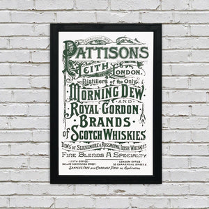 Limited Edition Pattison's Morning Dew Scotch and Whiskies Vintage Advertising Poster Art - Green - 13x19"