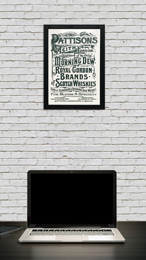 Limited Edition Pattison's Morning Dew Scotch and Whiskies Vintage Advertising Poster Art - Grey - 13x19"