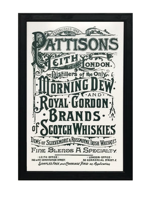 Limited Edition Pattison's Morning Dew Scotch and Whiskies Vintage Advertising Poster Art - Grey - 13x19"