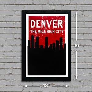 13x19" denver skyline art dimensional picture