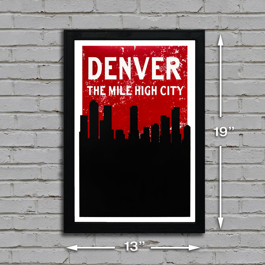 13x19" denver skyline art dimensional picture